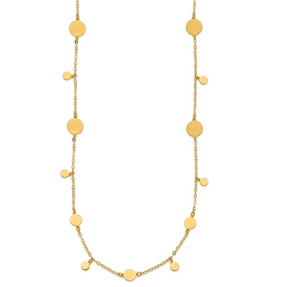Herco 14K Polished & Brushed Circle Discs 16 Inch with 2 Inch Extension Necklace
