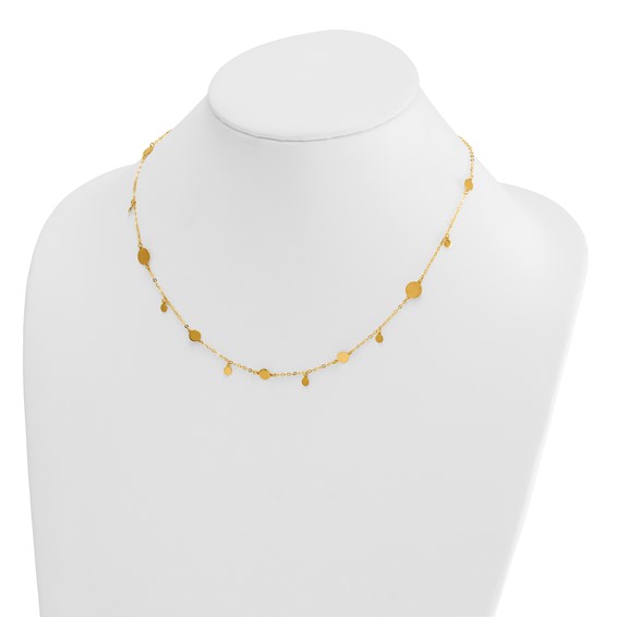 Herco 14K Polished & Brushed Circle Discs 16 Inch with 2 Inch Extension Necklace