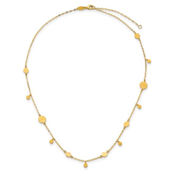 Herco 14K Polished & Brushed Circle Discs 16 Inch with 2 Inch Extension Necklace