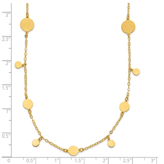 Herco 14K Polished & Brushed Circle Discs 16 Inch with 2 Inch Extension Necklace