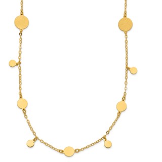 Herco 14K Polished & Brushed Circle Discs 16 Inch with 2 Inch Extension Necklace