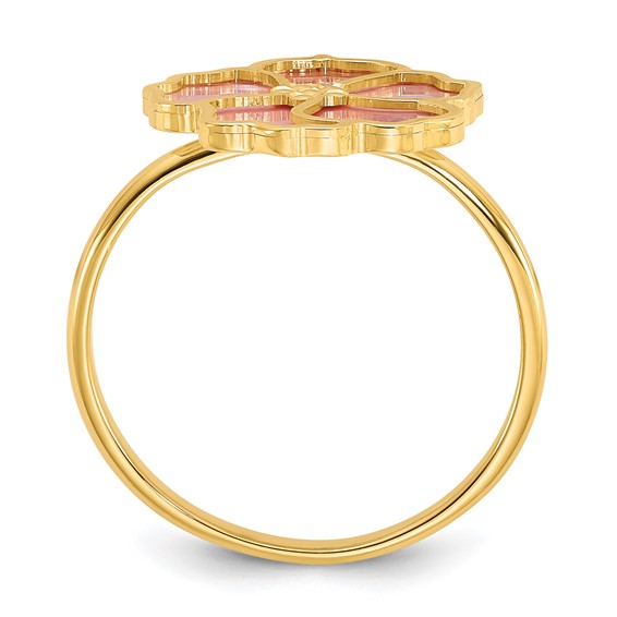 Herco 14K Polished and Beaded Pink Mother of Pearl Flower Ring