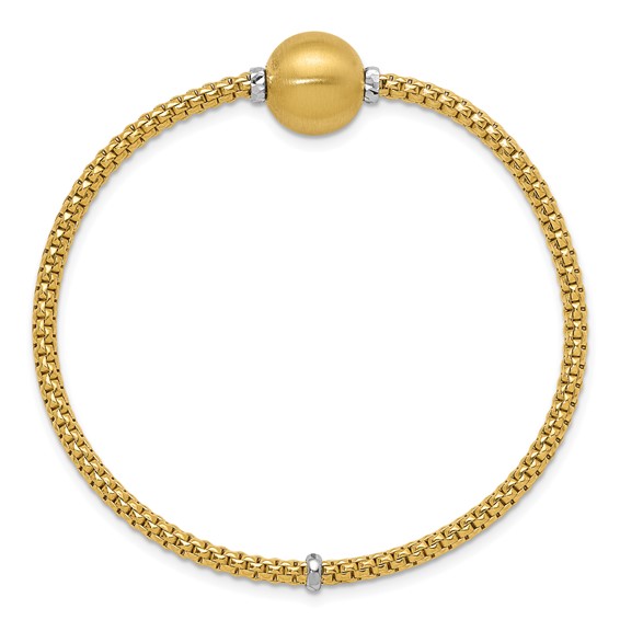 Herco 14K Two-tone Polished/Diamond-cut Satin Ball Stretch Bracelet