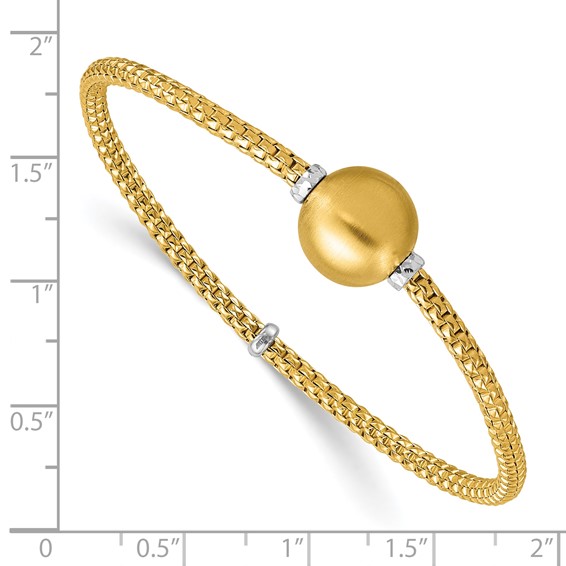 Herco 14K Two-tone Polished/Diamond-cut Satin Ball Stretch Bracelet