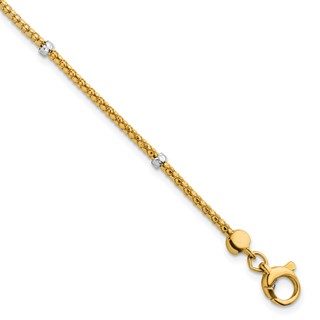 Herco 14K Two-Tone Textured Bead with Popcorn Link 7.25 inch Station Bracelet