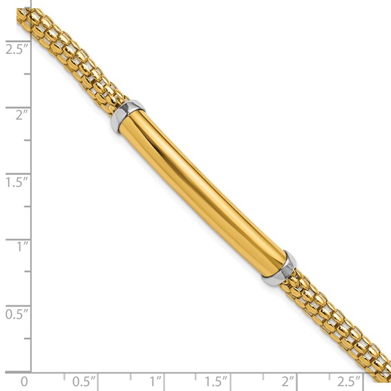 Herco 14K Two-tone Polished Popcorn Mesh Bar 7.5 inch Bracelet