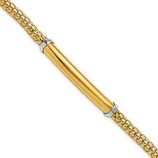 Herco 14K Two-tone Polished Popcorn Mesh Bar 7.5 inch Bracelet
