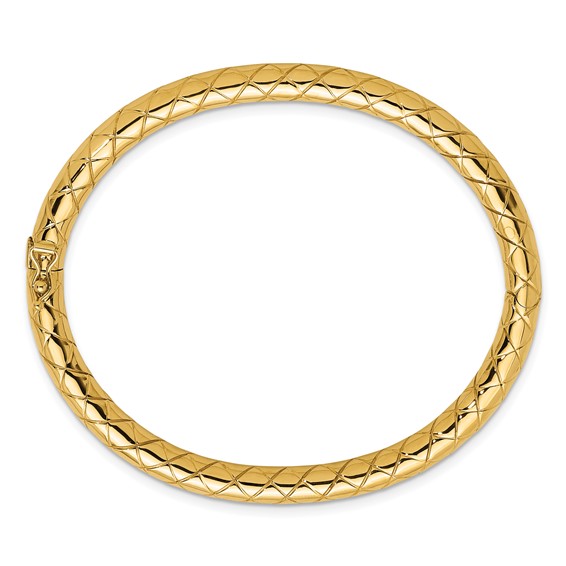 Herco 14K Polished and Grooved 5mm Hinged Bangle
