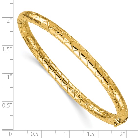 Herco 14K Polished and Grooved 5mm Hinged Bangle