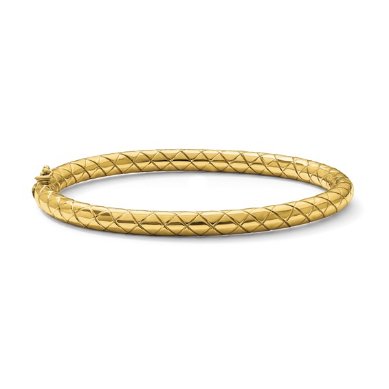 Herco 14K Polished and Grooved 5mm Hinged Bangle