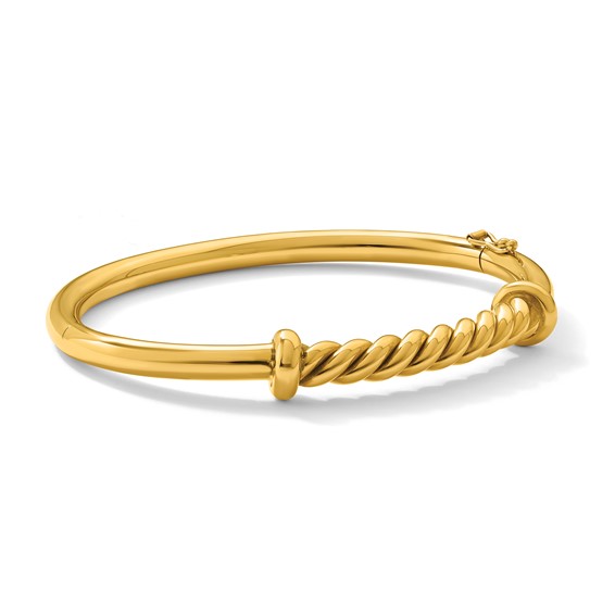 Herco 14K Polished Twisted Bar Hinged Bangle