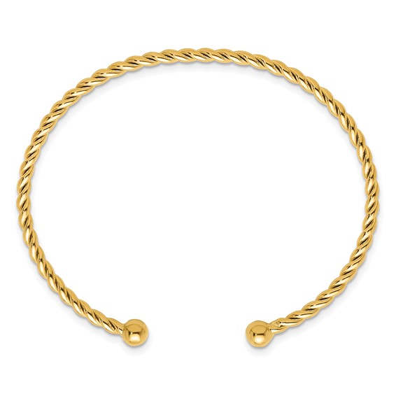 Herco 14K Polished Twisted 2.7mm Cuff Bangle