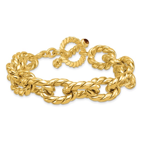 Herco 14K Polished and Twisted Citrine Oval Link 8.5 inch Toggle Bracelet