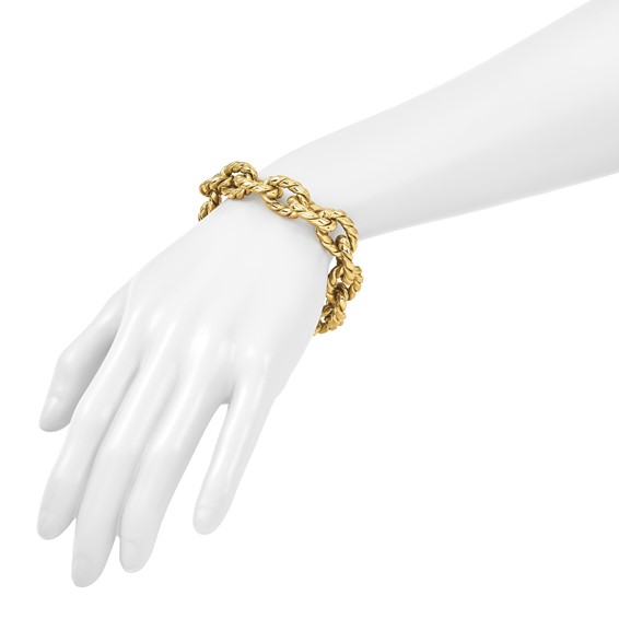 Herco 14K Polished and Twisted Citrine Oval Link 8.5 inch Toggle Bracelet