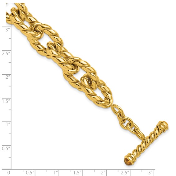 Herco 14K Polished and Twisted Citrine Oval Link 8.5 inch Toggle Bracelet