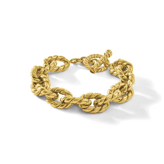 Herco 14K Polished and Twisted Citrine Oval Link 8.5 inch Toggle Bracelet