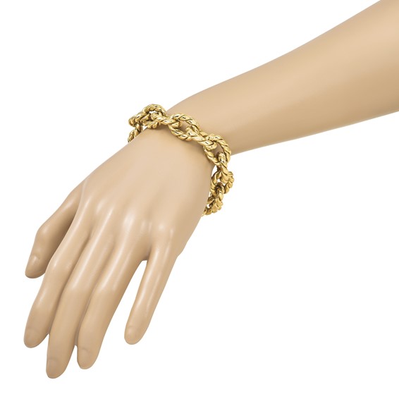 Herco 14K Polished and Twisted Citrine Oval Link 8.5 inch Toggle Bracelet