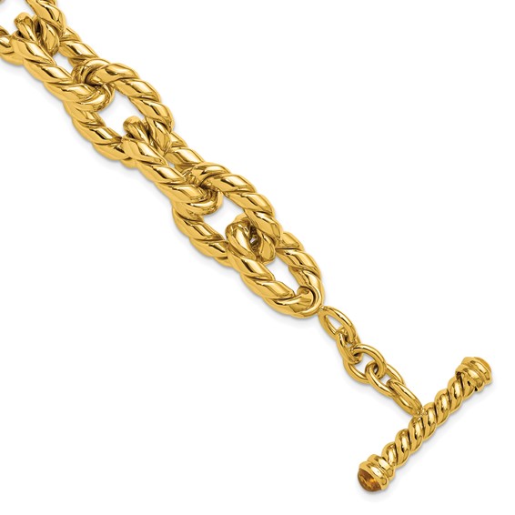 Herco 14K Polished and Twisted Citrine Oval Link 8.5 inch Toggle Bracelet