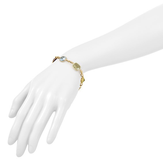 Herco 14K Polished Multi-color Gemstone with 1 Inch Extension Bracelet