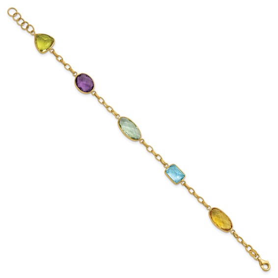 Herco 14K Polished Multi-color Gemstone with .75 Inch Extension Bracelet