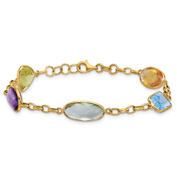 Herco 14K Polished Multi-color Gemstone with .75 Inch Extension Bracelet