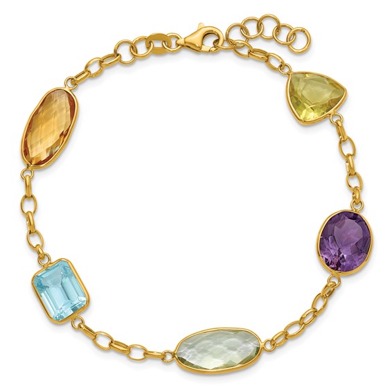 Herco 14K Polished Multi-color Gemstone with .75 Inch Extension Bracelet Unfinished