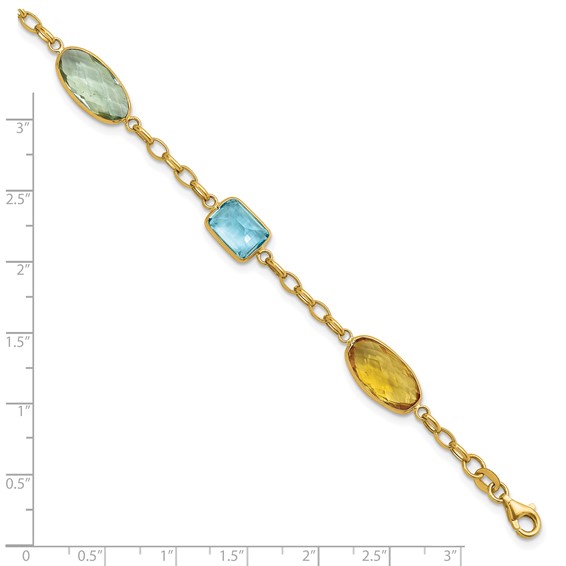 Herco 14K Polished Multi-color Gemstone with .75 Inch Extension Bracelet