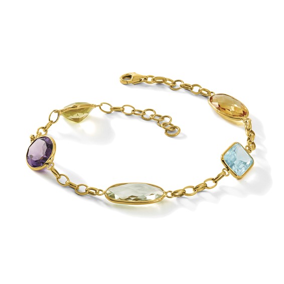 Herco 14K Polished Multi-color Gemstone with .75 Inch Extension Bracelet