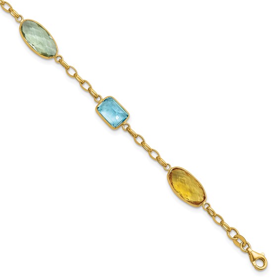 Herco 14K Polished Multi-color Gemstone with .75 Inch Extension Bracelet Unfinished