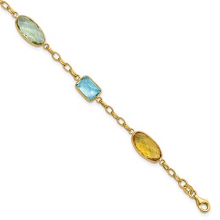 Herco 14K Polished Multi-color Gemstone with .75 Inch Extension Bracelet