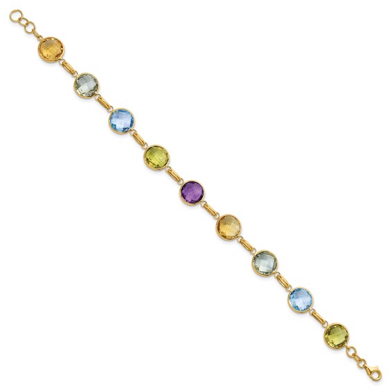 Herco 14K Polished Multi-color Circle Gemstone 8 inch Bracelet