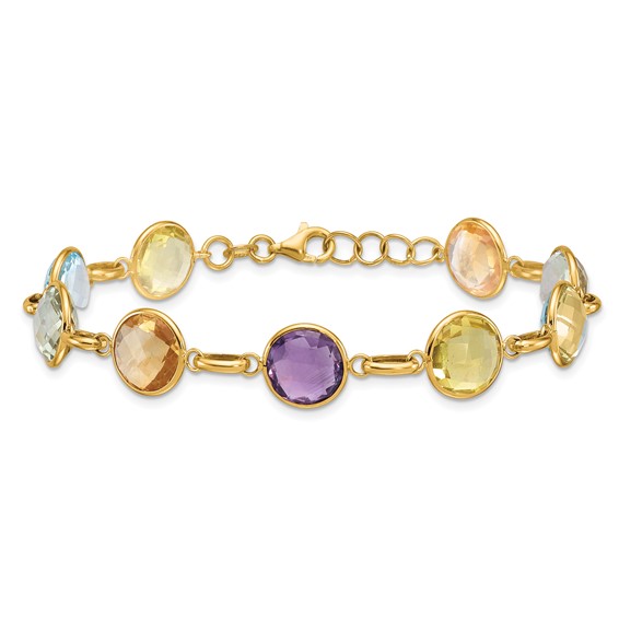 Herco 14K Polished Multi-color Circle Gemstone 8 inch Bracelet