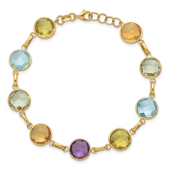 Herco 14K Polished Multi-color Circle Gemstone 8 inch Bracelet