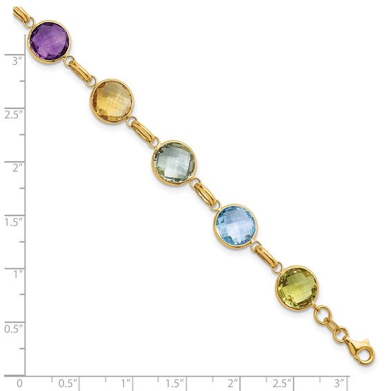 Herco 14K Polished Multi-color Circle Gemstone 8 inch Bracelet
