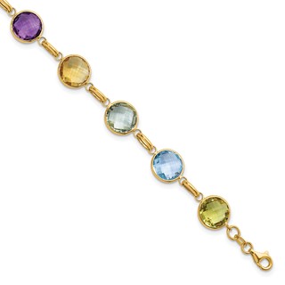 Herco 14K Polished Multi-color Circle Gemstone 8 inch Bracelet