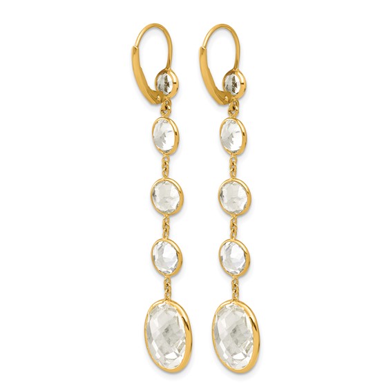Herco 14K Polished Crystal and White Topaz Leverback Dangle Earrings