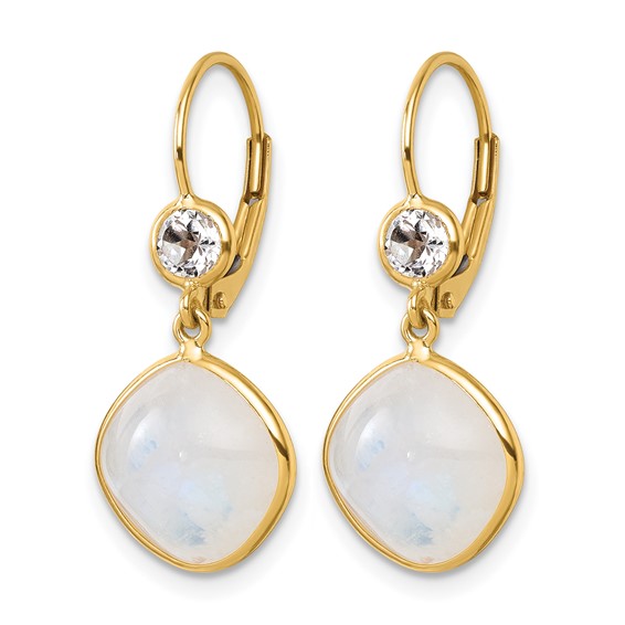 Herco Gold Polished Gemstone Leverback Earrings
