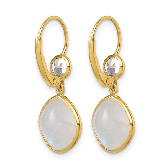 Herco Gold Polished Gemstone Leverback Earrings