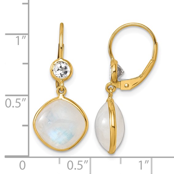 Herco Gold Polished Gemstone Leverback Earrings