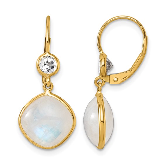 Herco Gold Polished Gemstone Leverback Earrings