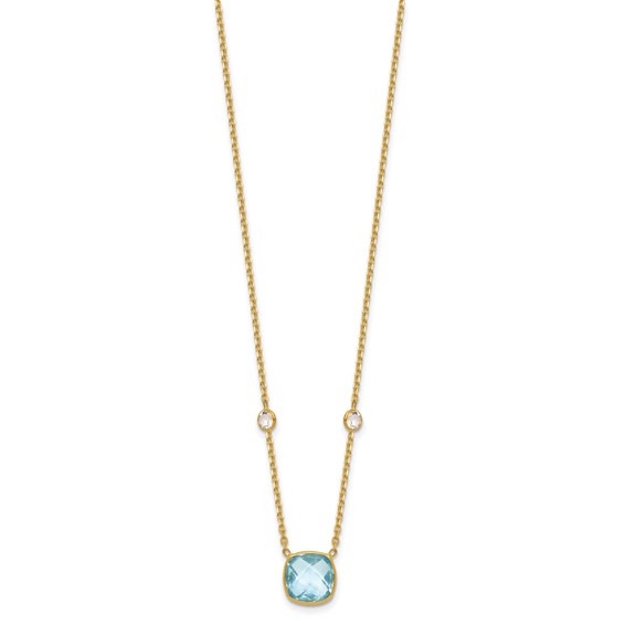 Herco 14K Polished Blue and White Topaz 16 Inch with 2 Inch Extension Necklace Unfinished