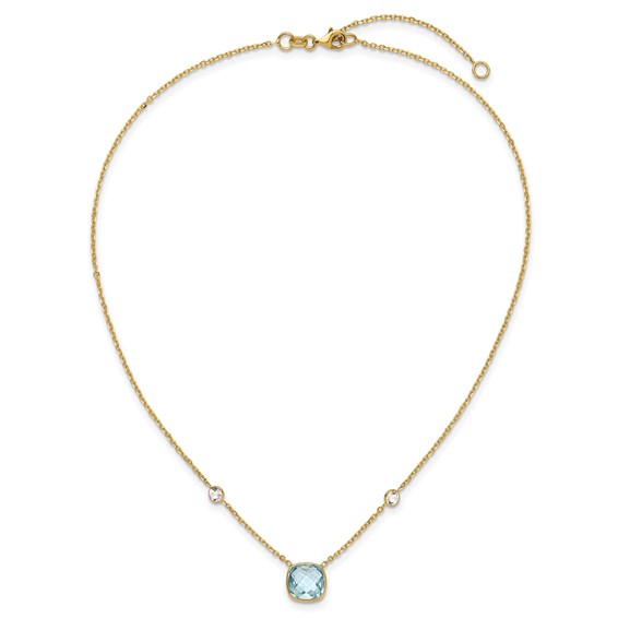 Herco 14K Polished Blue and White Topaz 16 Inch with 2 Inch Extension Necklace Unfinished