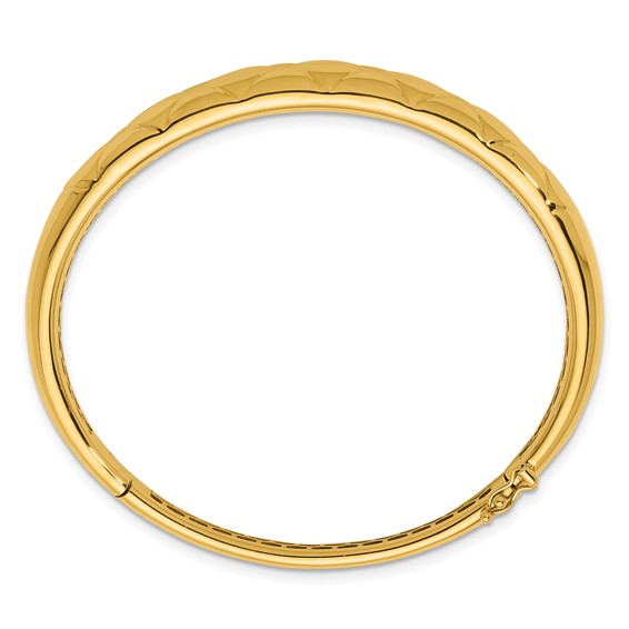 Herco 14K Polished and Textured Criss-cross Hinged Bangle