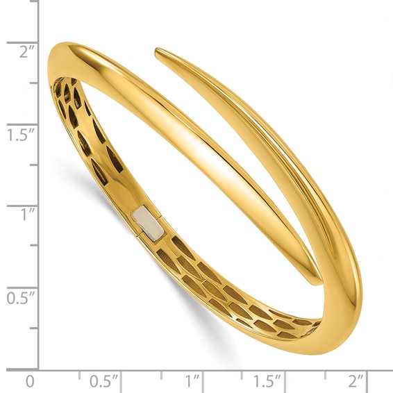 Herco 14K Polished Bypass Hinged Cuff Bangle