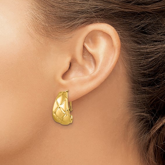 Herco Gold Polished and Grooved Omega Back Earrings