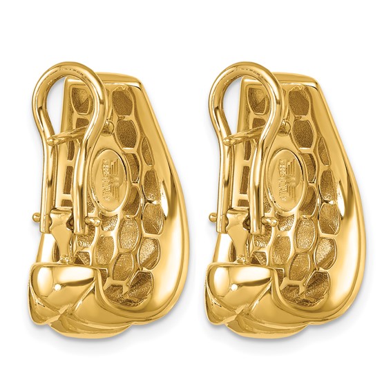 Herco Gold Polished and Grooved Omega Back Earrings