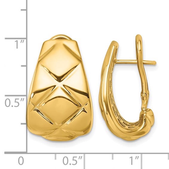 Herco Gold Polished and Grooved Omega Back Earrings