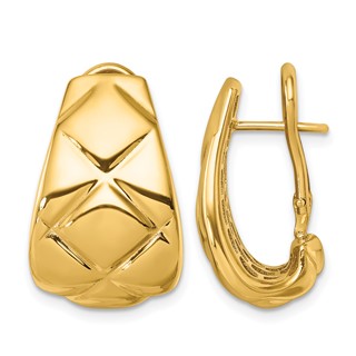 Herco Gold Polished and Grooved Omega Back Earrings