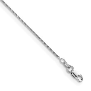 Herco 14K White Gold Rhodium-plated Polished 1.3mm Solid Spiga 9 Inch Chain Anklet