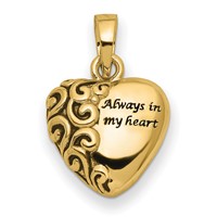 Sentimental Expressions 14K Yellow Gold Heart Remembrance Ash Holder Pendant view 1